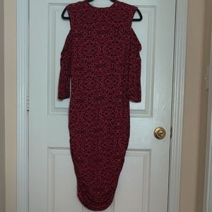 Jessica Simpson Red & Black Cold Shoulder Dress 1X